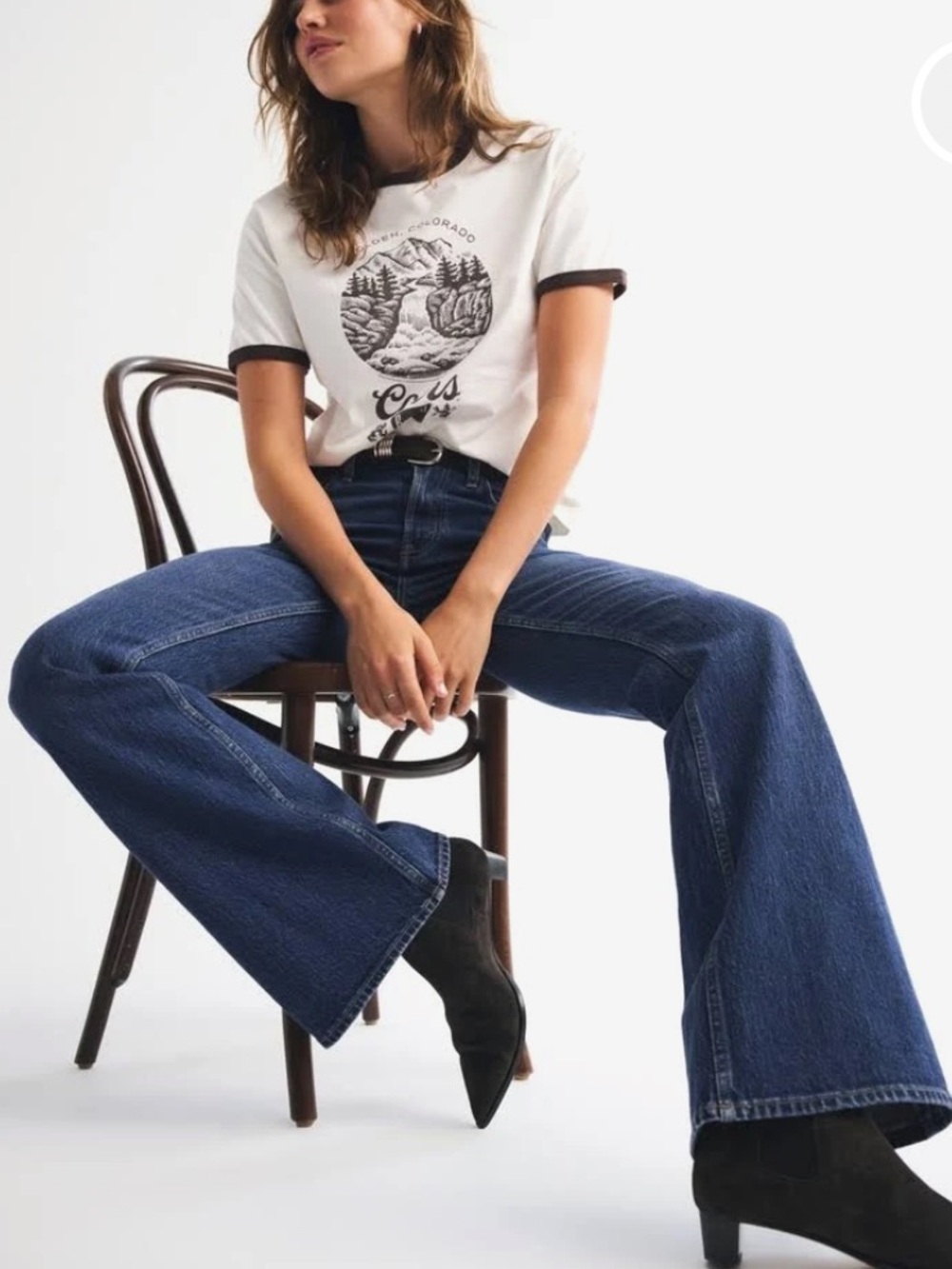 Abercrombie & Fitch The Flare Ultra High-Rise Curve Love Indigo Blue Jeans